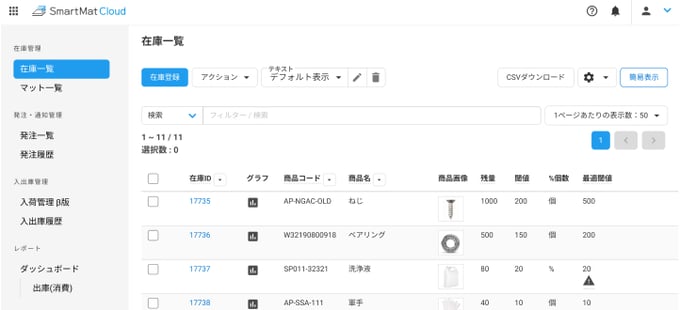 スマートマットクラウドの管理画面